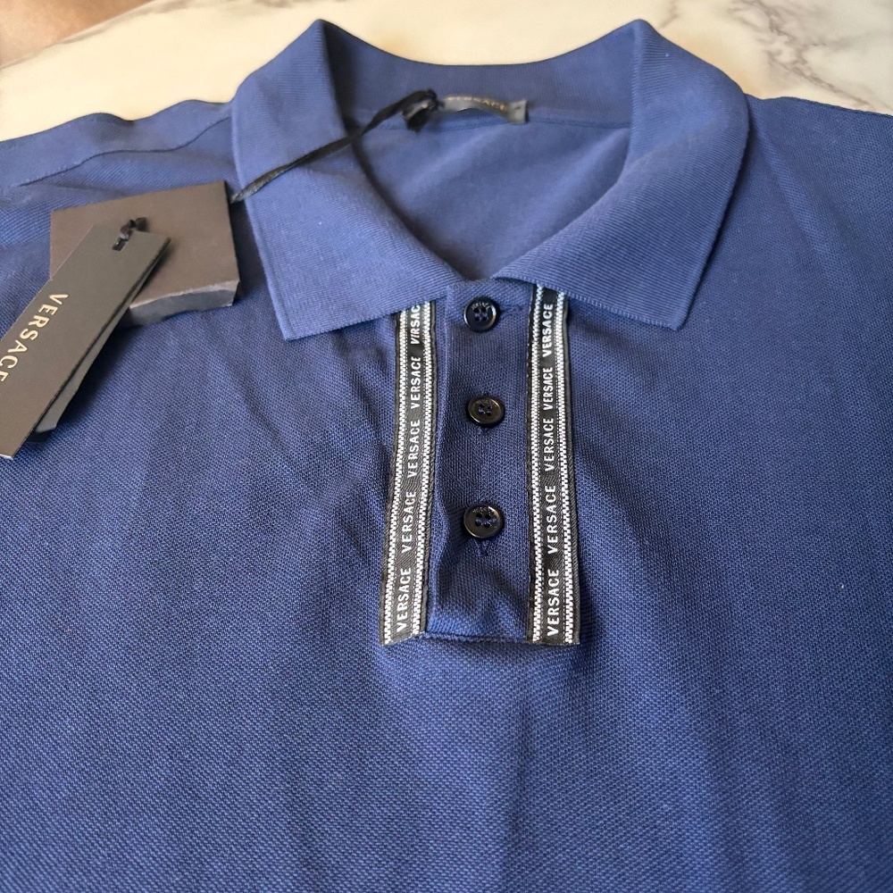 Men's Blue Versace Polo Versace 5X US 2X New With Tags